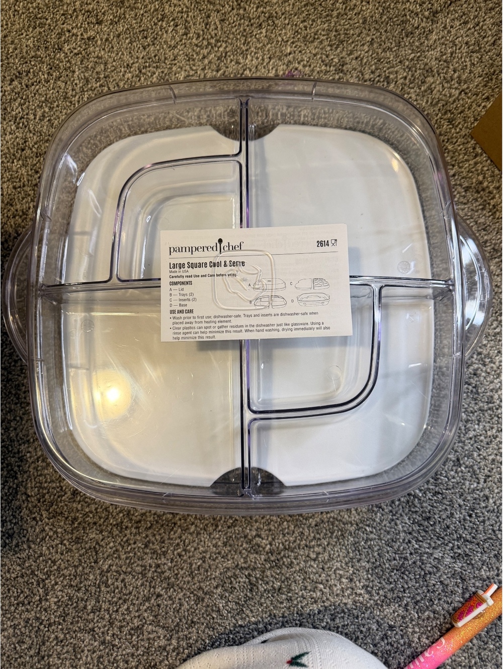 Pampered Chef Large Square Cool & Serve Tray Set